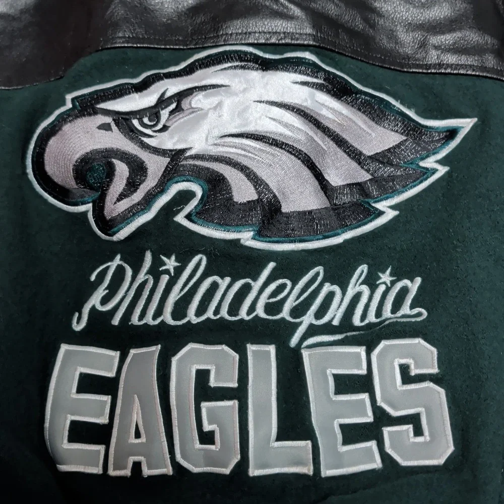 Vintage Philadelphia Eagles Youth Varsity Jacket Kids 11 Large Embroidered Josh